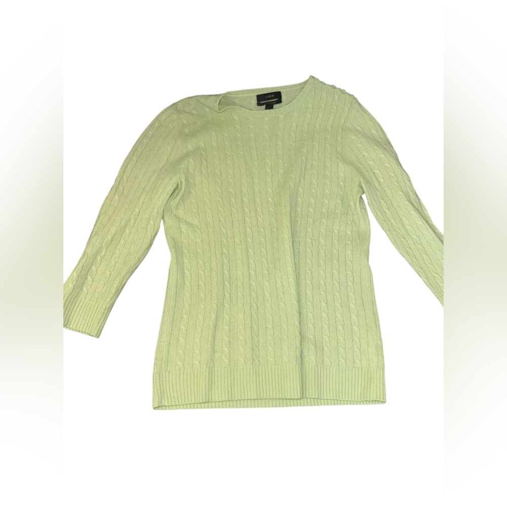 J. Crew Light Green Cable Knit Sweater